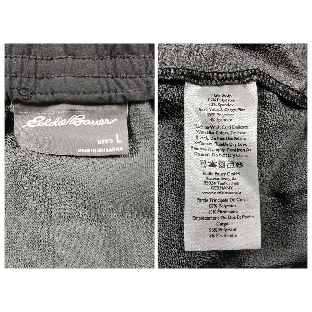 Eddie Bauer Sri Lanka Hybrid Cargo Jogger Pants L Black‎ Polyester Spandex EUC
